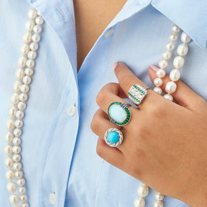 Opal Emerald And Sapphire Cocktail Ring