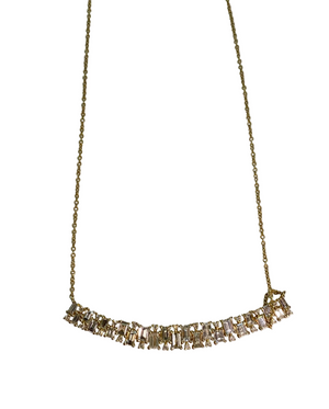 18K Yellow Gold & Natural Diamond Baguette Necklace
