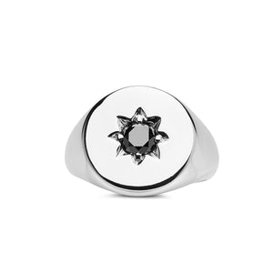 Signet Ring Set With Black Diamond