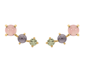 Rose Quartz, Moonstone and Peridot Earrings