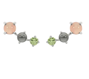Rose Quartz, Moonstone and Peridot Earrings