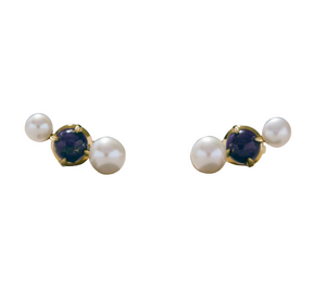 Pearl and Lapis Stud Earrings