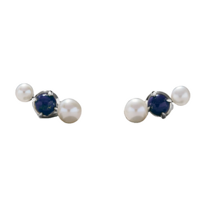 Pearl and Lapis Stud Earrings