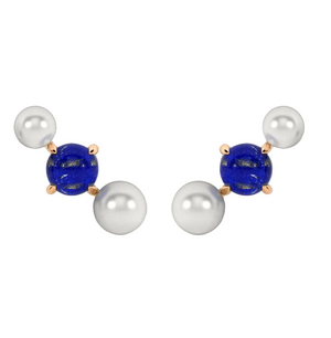Pearl and Lapis Stud Earrings