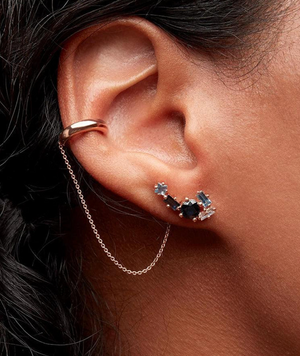 Sapphire, Diamond and Aqua Marine Stud Earrings