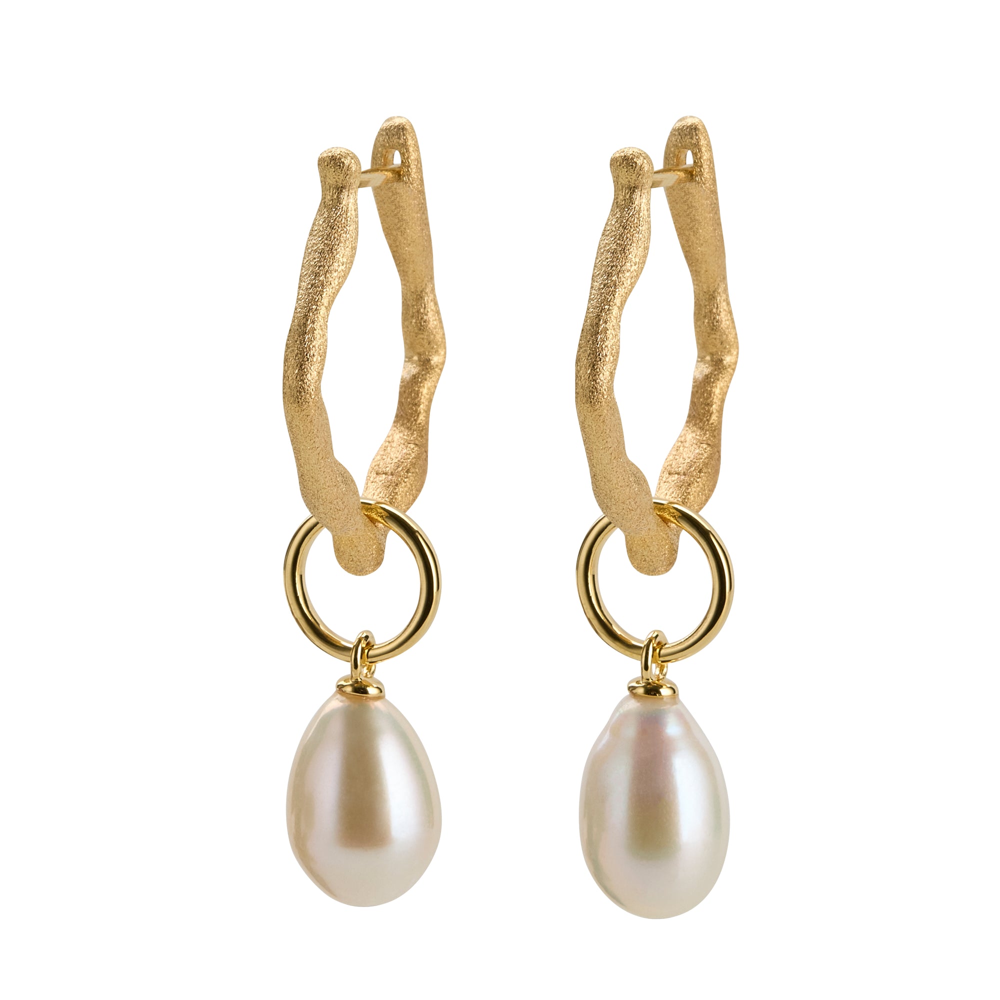 Fresh Water Pearl Drop Earrings With Gold Hoops