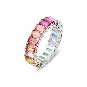 Multicoloured Sapphire Emerald Cut Ring