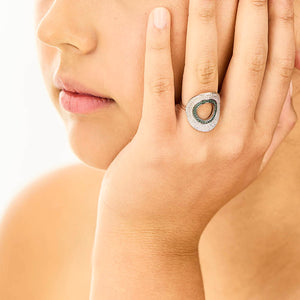 Emerald & Diamond Oval Cocktail Ring