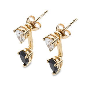 Diamond & Onyx Pear Shaped Stud Drop Earrings