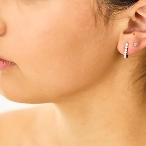 Diamond U-Shaped Huggies Earrings