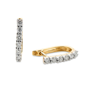 Diamond U-Shaped Huggies Earrings