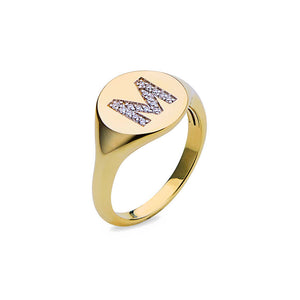 Diamond Initial Signet Rings
