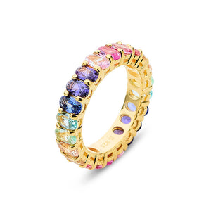 Multicoloured Sapphire Oval Cut Ring