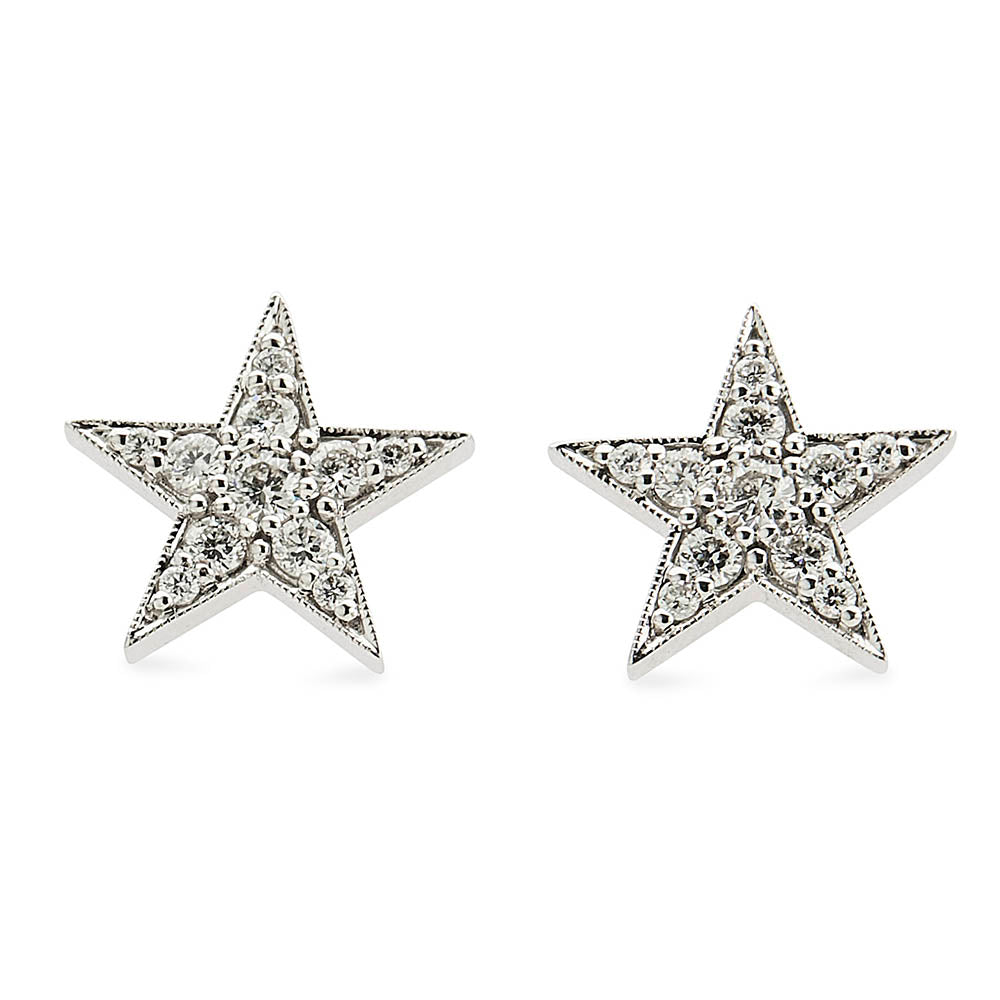 Diamond Stud Star Earrings