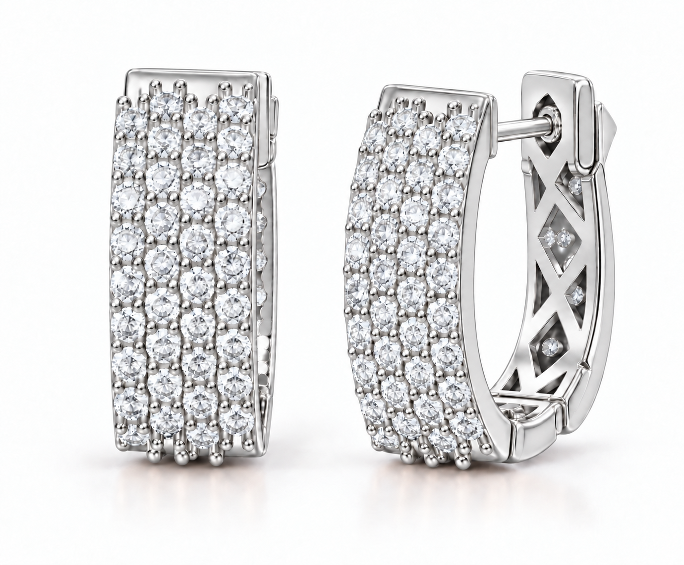 Four Row Lab-Grown Diamond Huggie Earrings