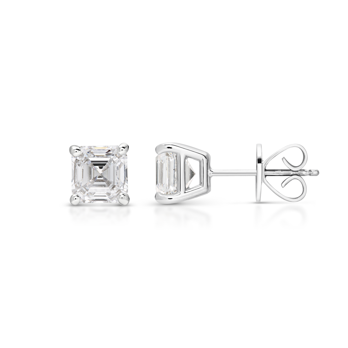 Asscher Cut Diamond Stud Earrings