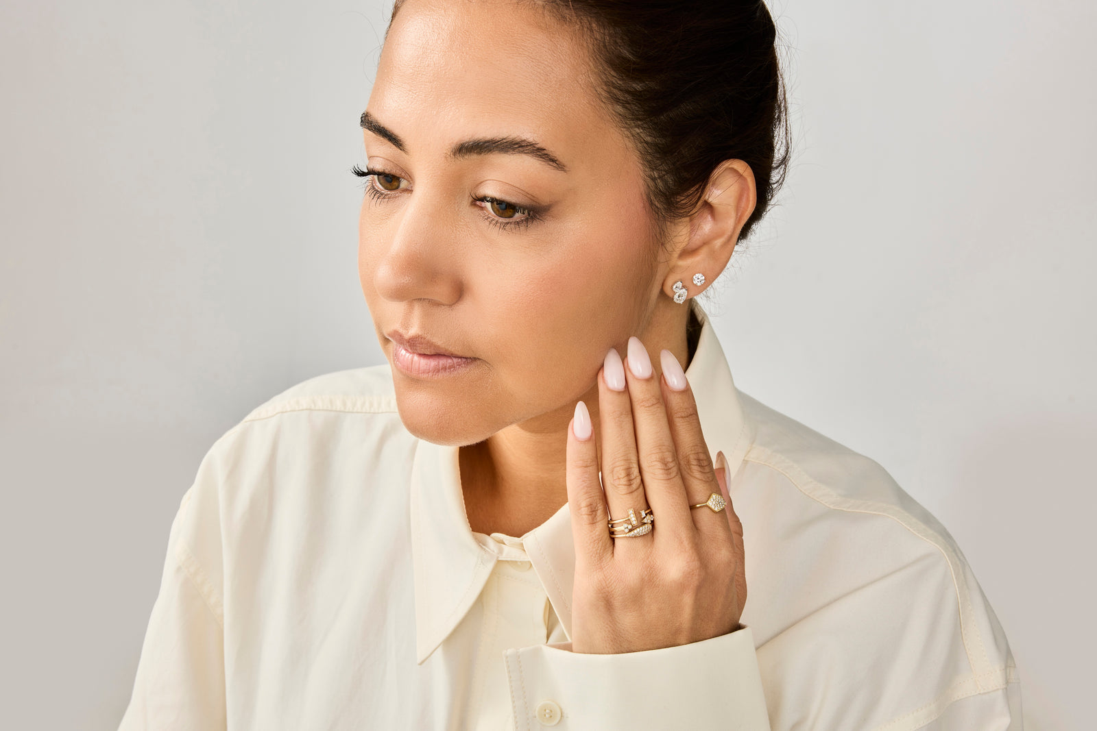 Diamond Double Pear Shape Studs