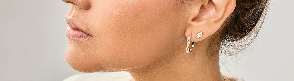 Diamond Pave' Marquise Shape Studs