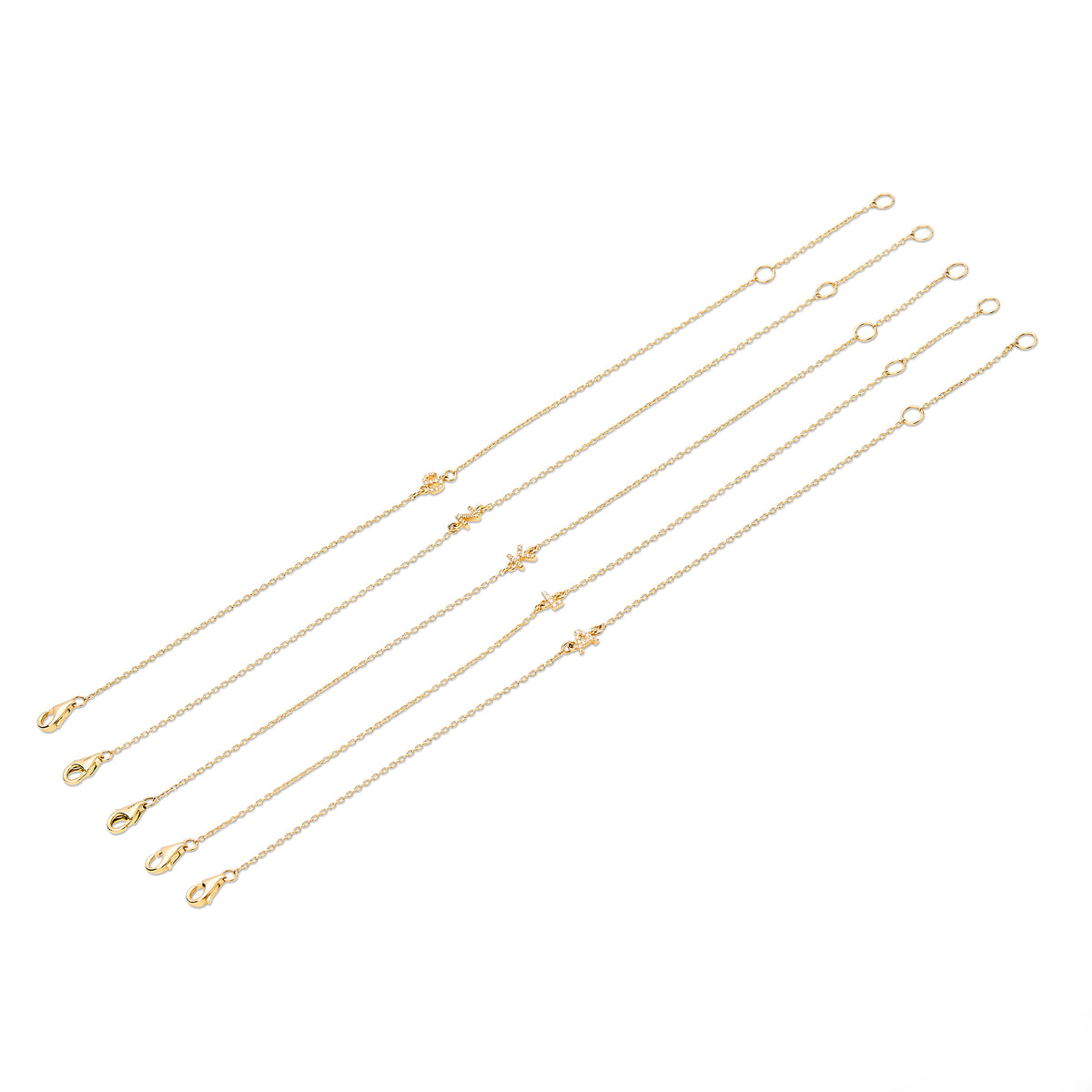 Gold and Diamond Initial Bracelets