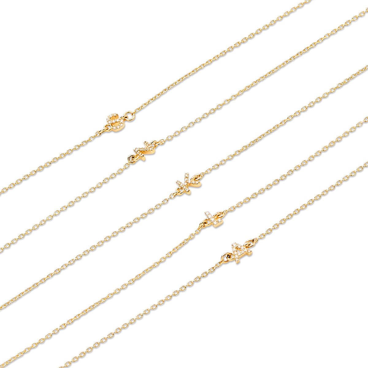 Gold and Diamond Initial Bracelets