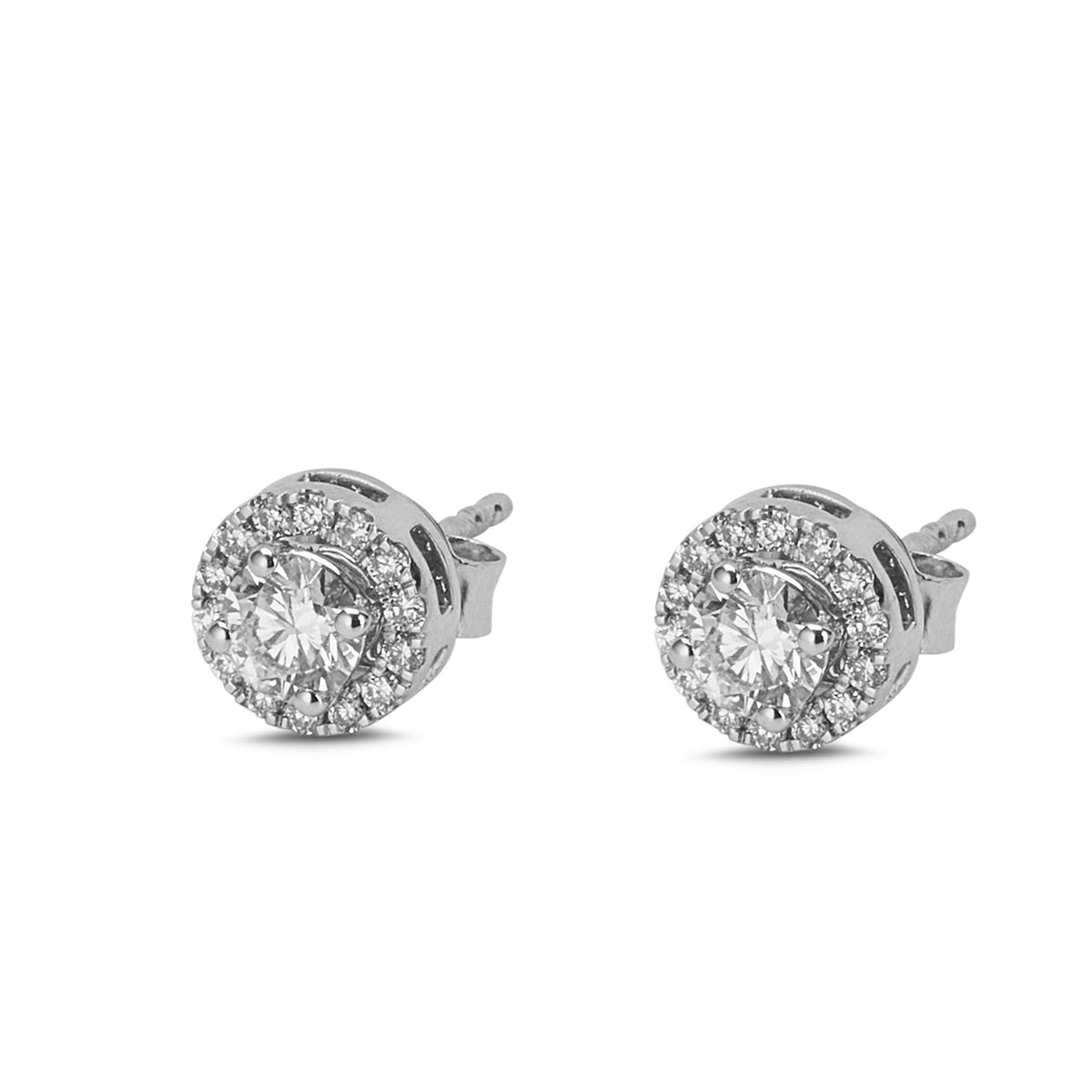 Diamond Single Halo Earrings