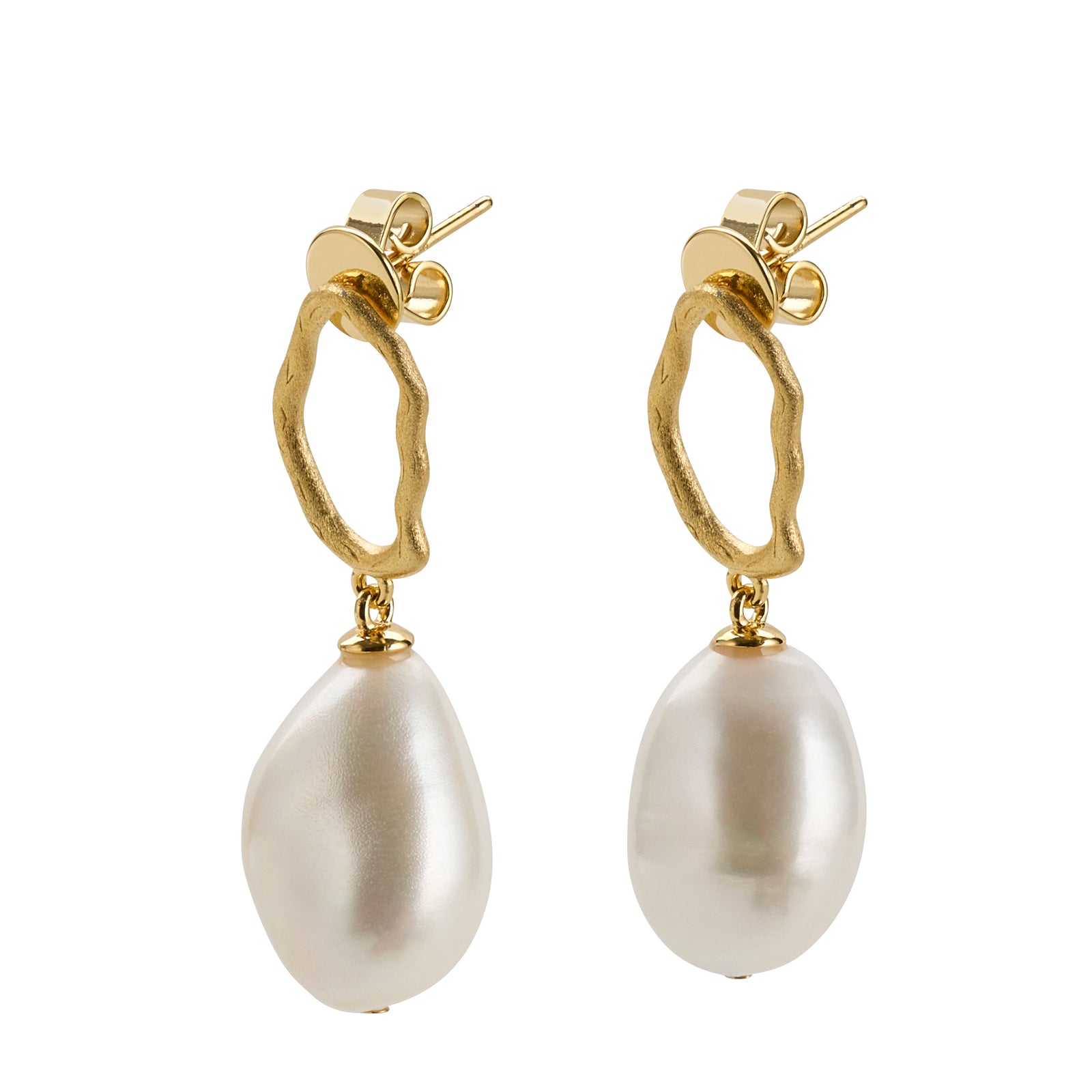 Baroque Pearl Drop Earring Set On Small Hoop