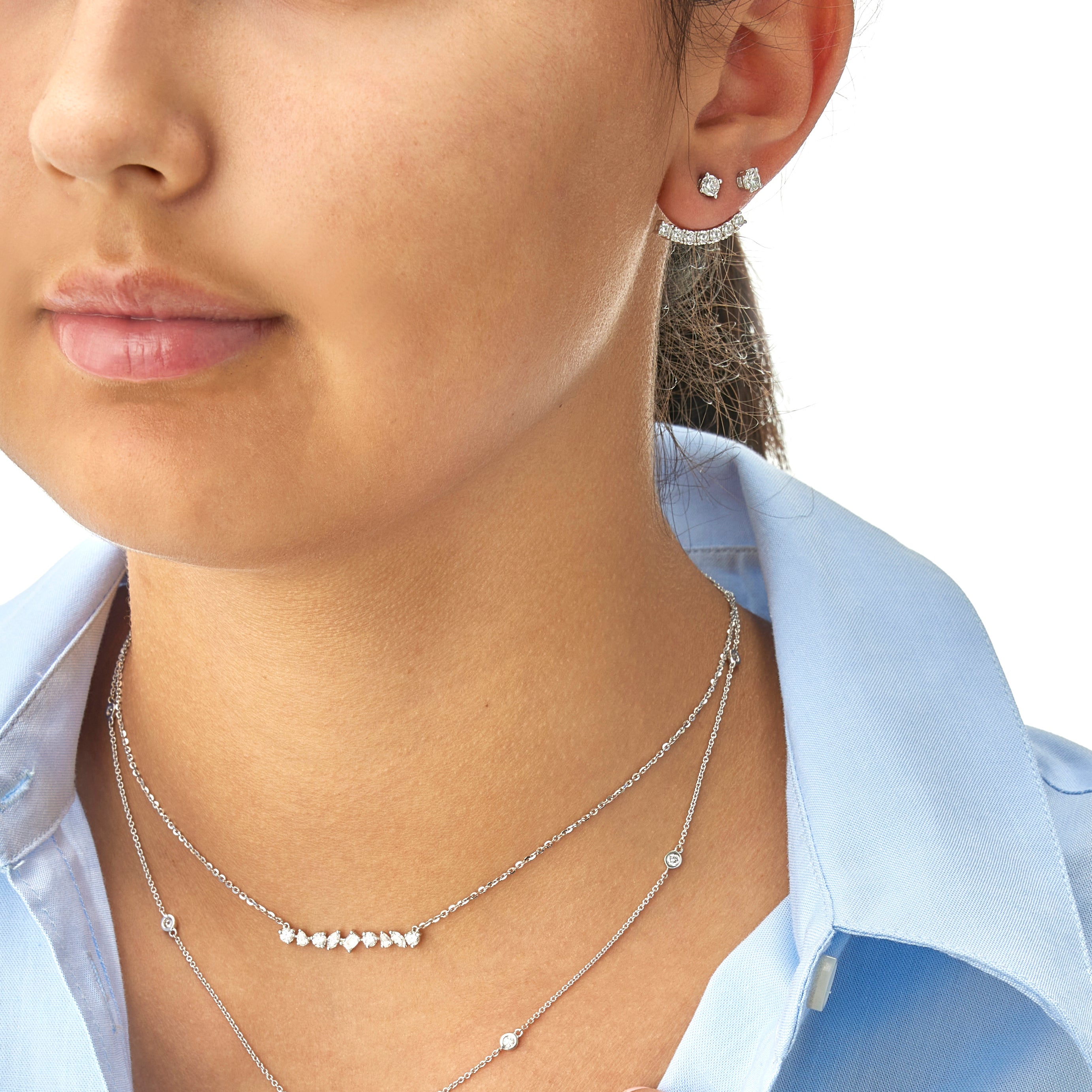 Jorrio Handmade Classic Multi Shape Diamond Sterling Silver Necklace –  Jorrio Jewelry
