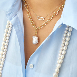 Freshwater Detachable Pearl Set On Paperclip Necklace