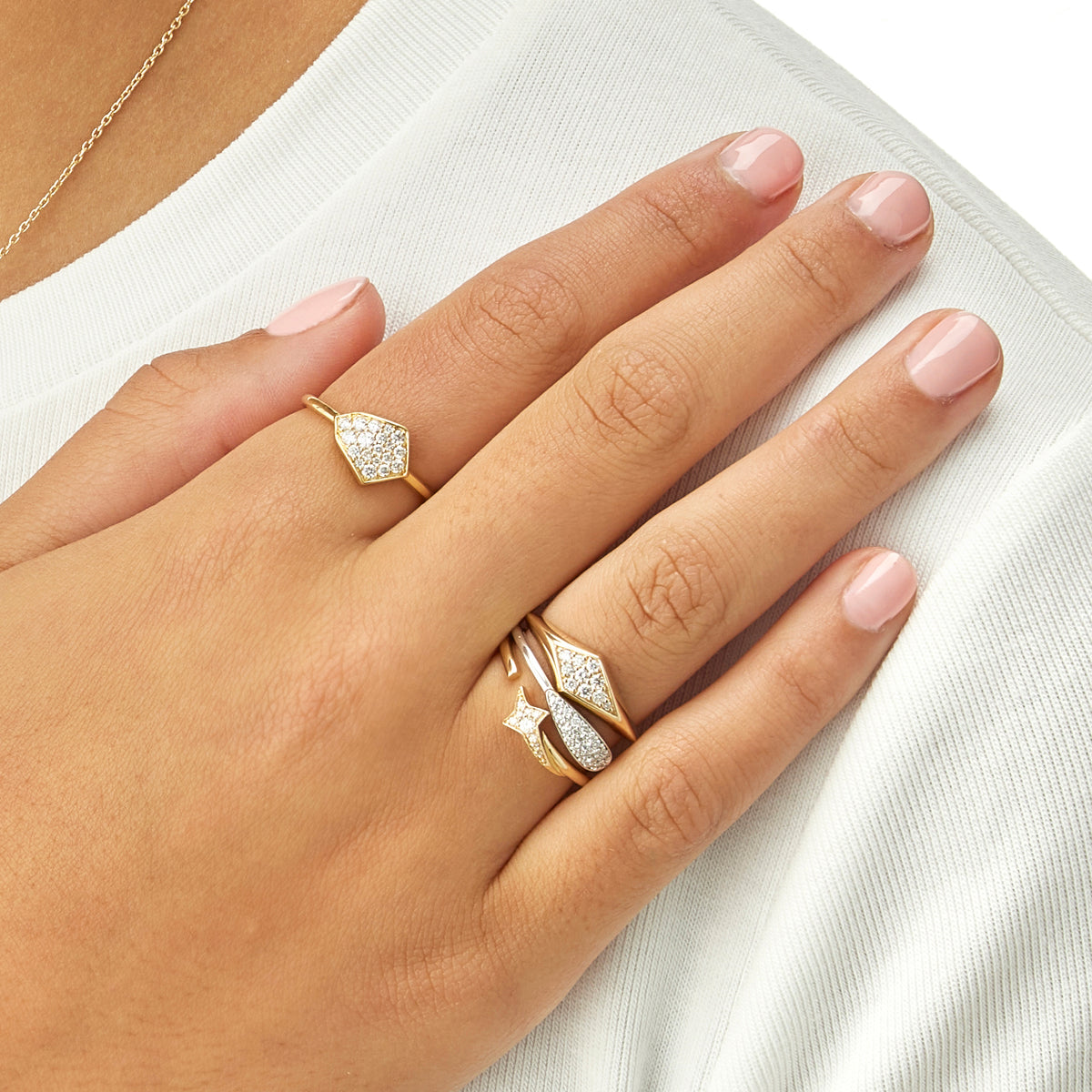 Diamond Star Ring in White Gold