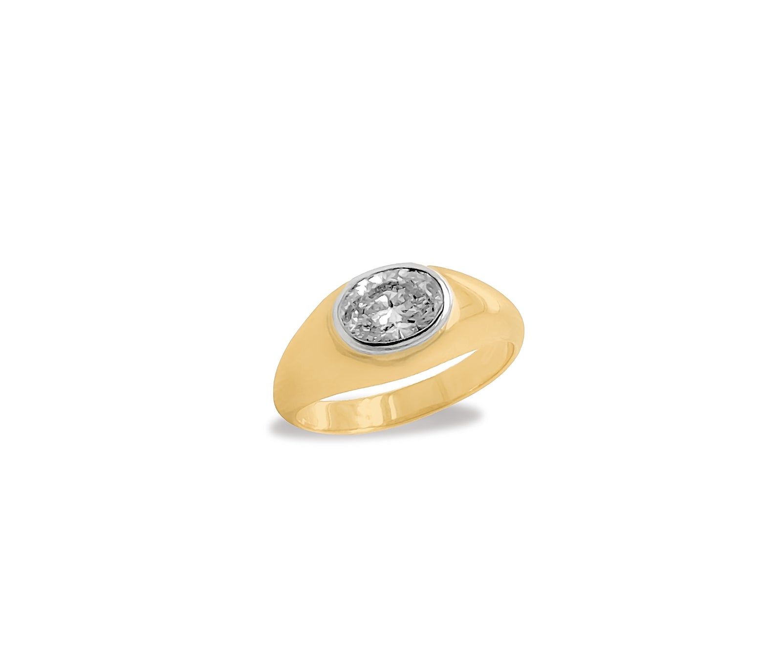 Gold Domed Ring with a Diamond