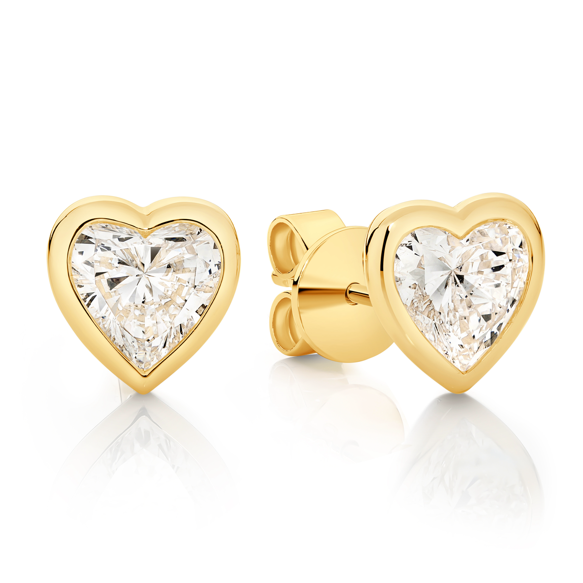 Heart Shape Bezel Set Diamond Earrings
