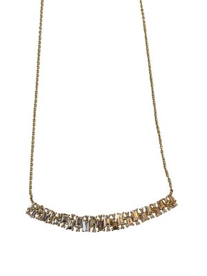 18K Yellow Gold &amp; Natural Diamond Baguette Necklace