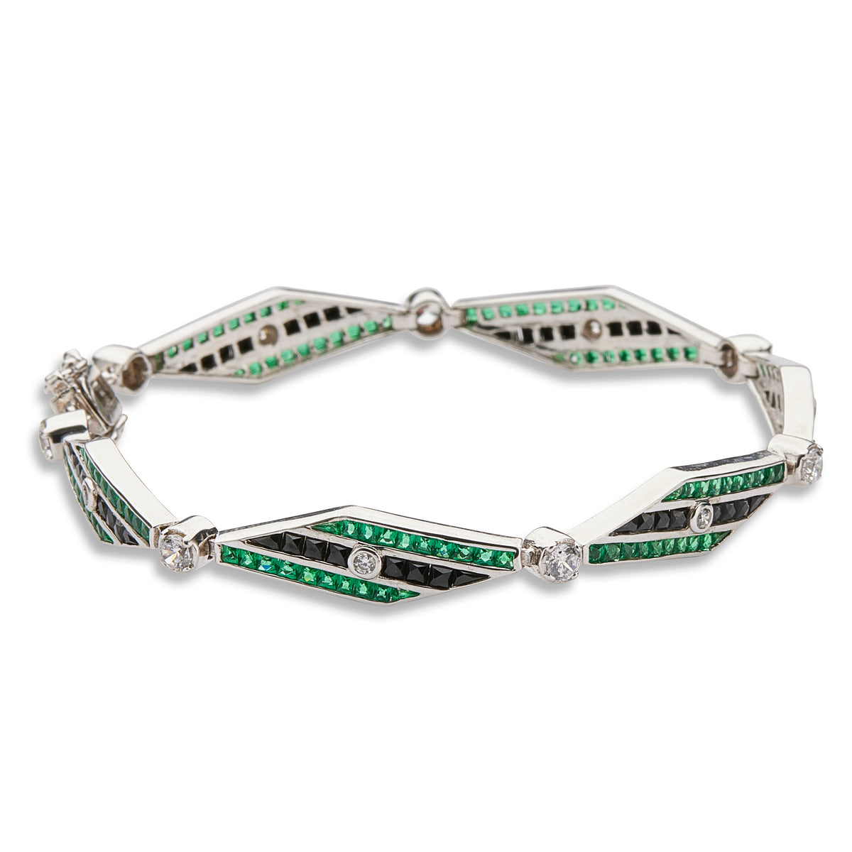 Emerald Onyx And Diamond Bracelet