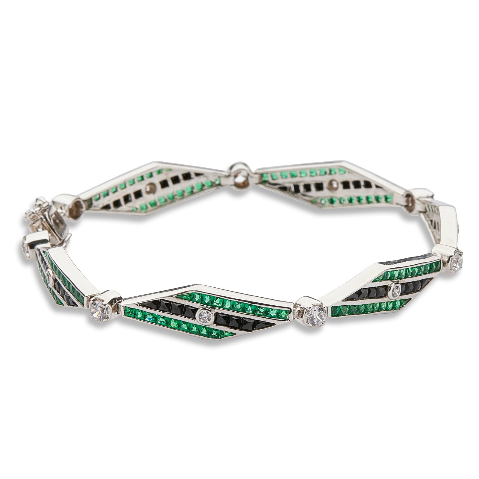 Emerald Onyx And Diamond Bracelet