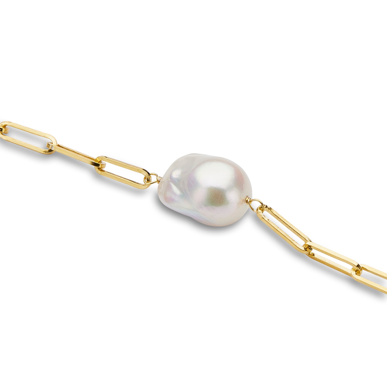 Freshwater Pearl Bracelet on Paper Clip Chain