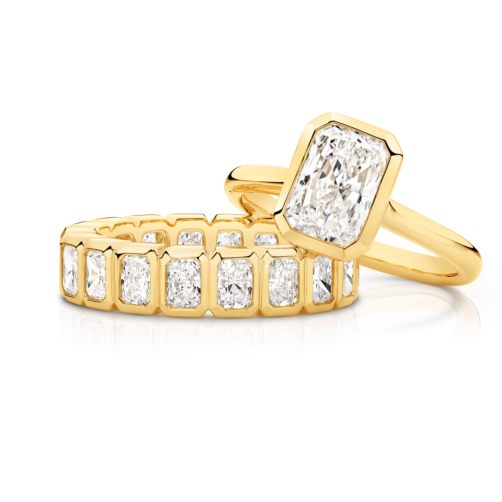 Radiant Cut diamond bezel Set Eternity Band