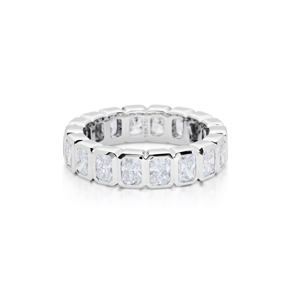 Radiant Cut diamond bezel Set Eternity Band
