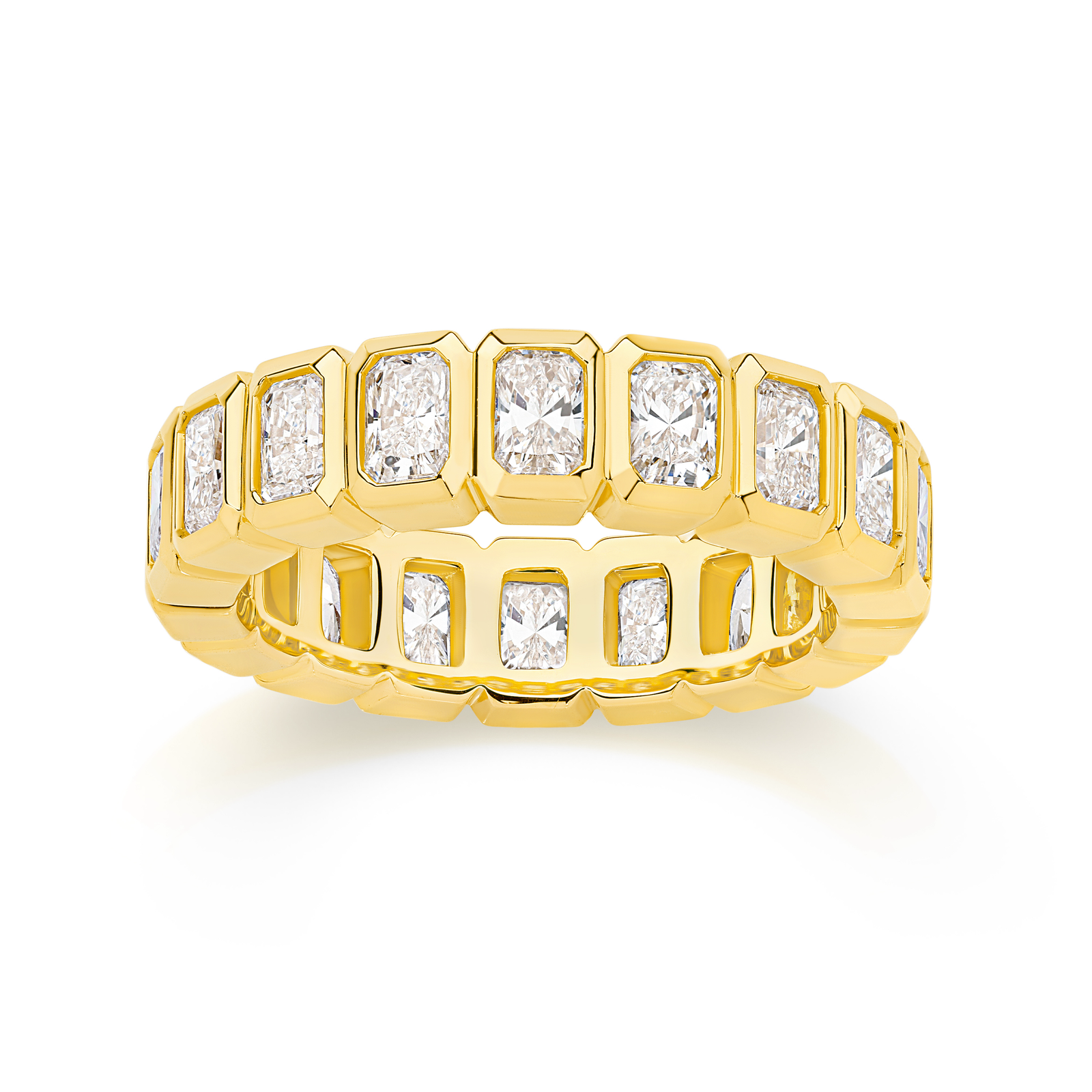 Radiant Cut diamond bezel Set Eternity Band