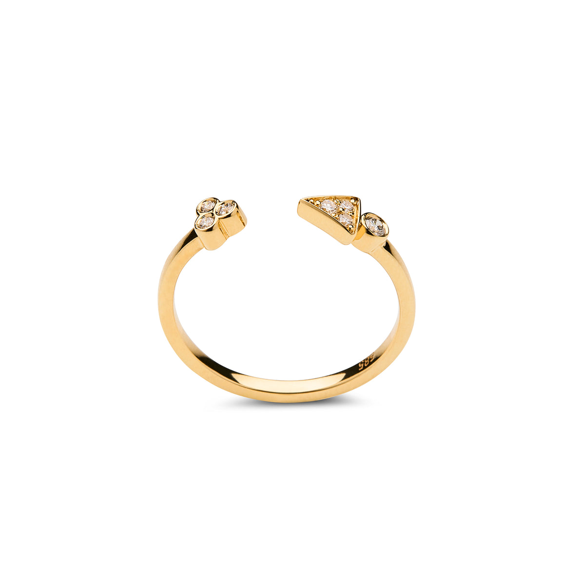 Triangle Diamonde Rounded Triangle and Round Diamond Ring - Errai Jewellery