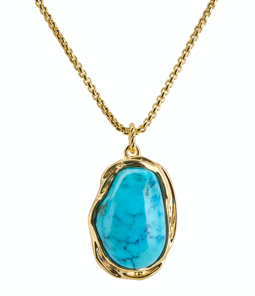Turquoise and gold pendant