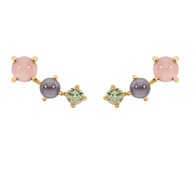 Rose Quartz, Moonstone and Peridot Earrings