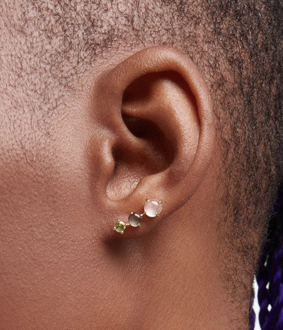 Rose Quartz, Moonstone and Peridot Earrings