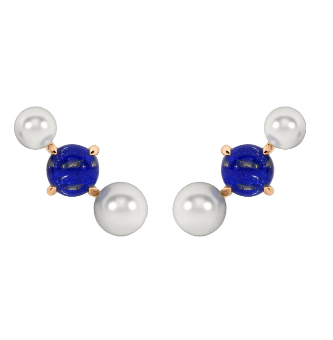 Pearl and Lapis Stud Earrings