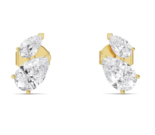 Diamond Double Pear Shape Studs
