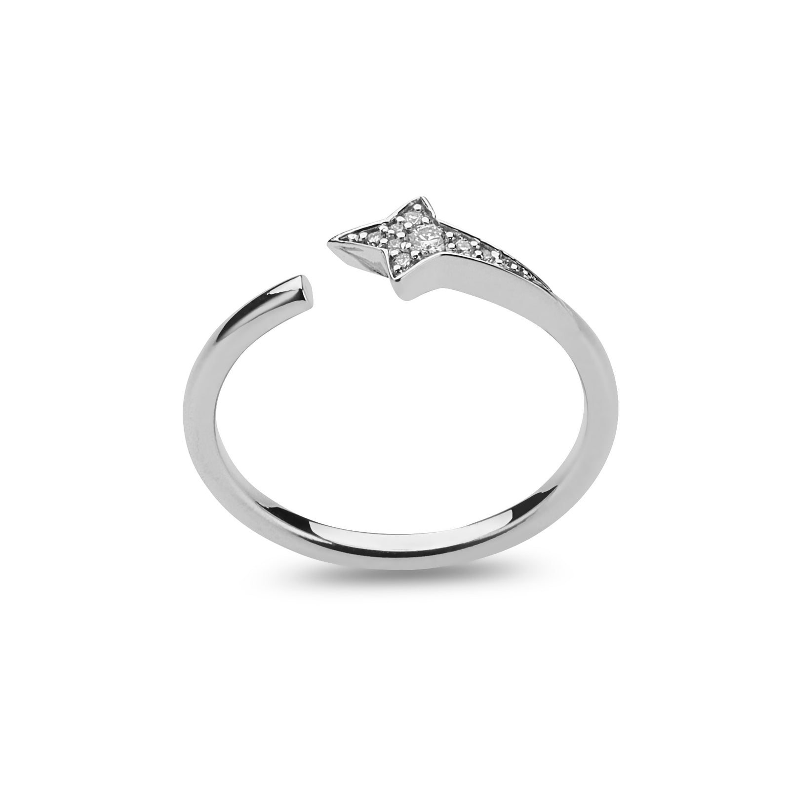 Diamond Star Ring in White Gold