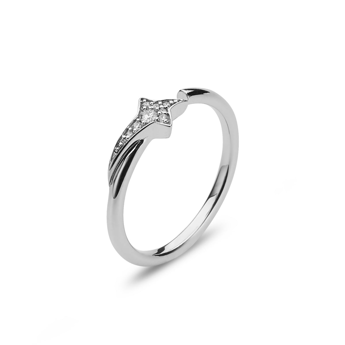 Diamond Star Ring in White Gold