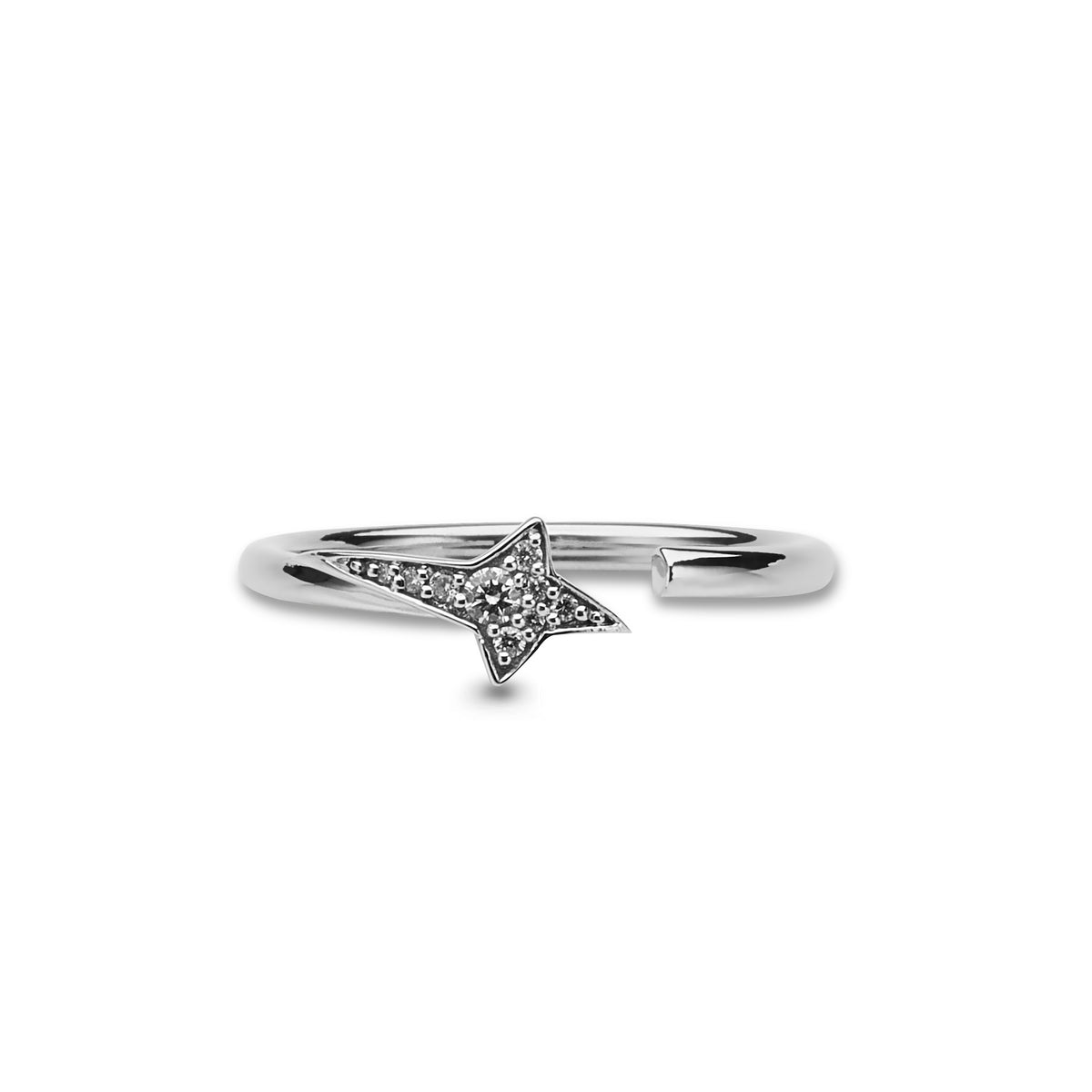 Diamond Star Ring in White Gold