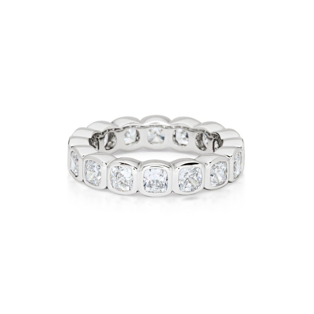 Cushion Cut Bezel Set Diamond Eternity Ring