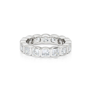 Cushion Cut Bezel Set Diamond Eternity Ring