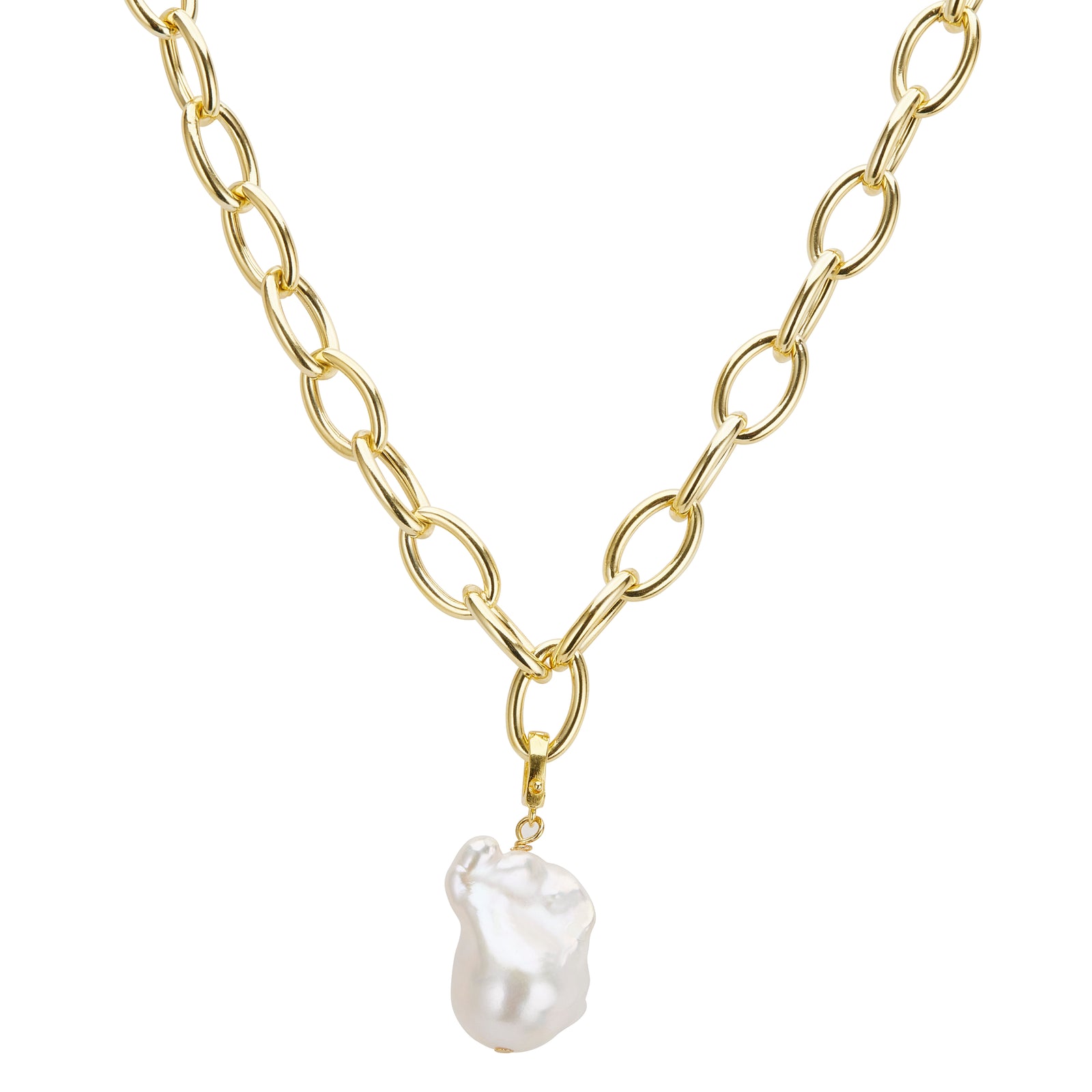 Freshwater Detachable Pearl Set On Paperclip Necklace